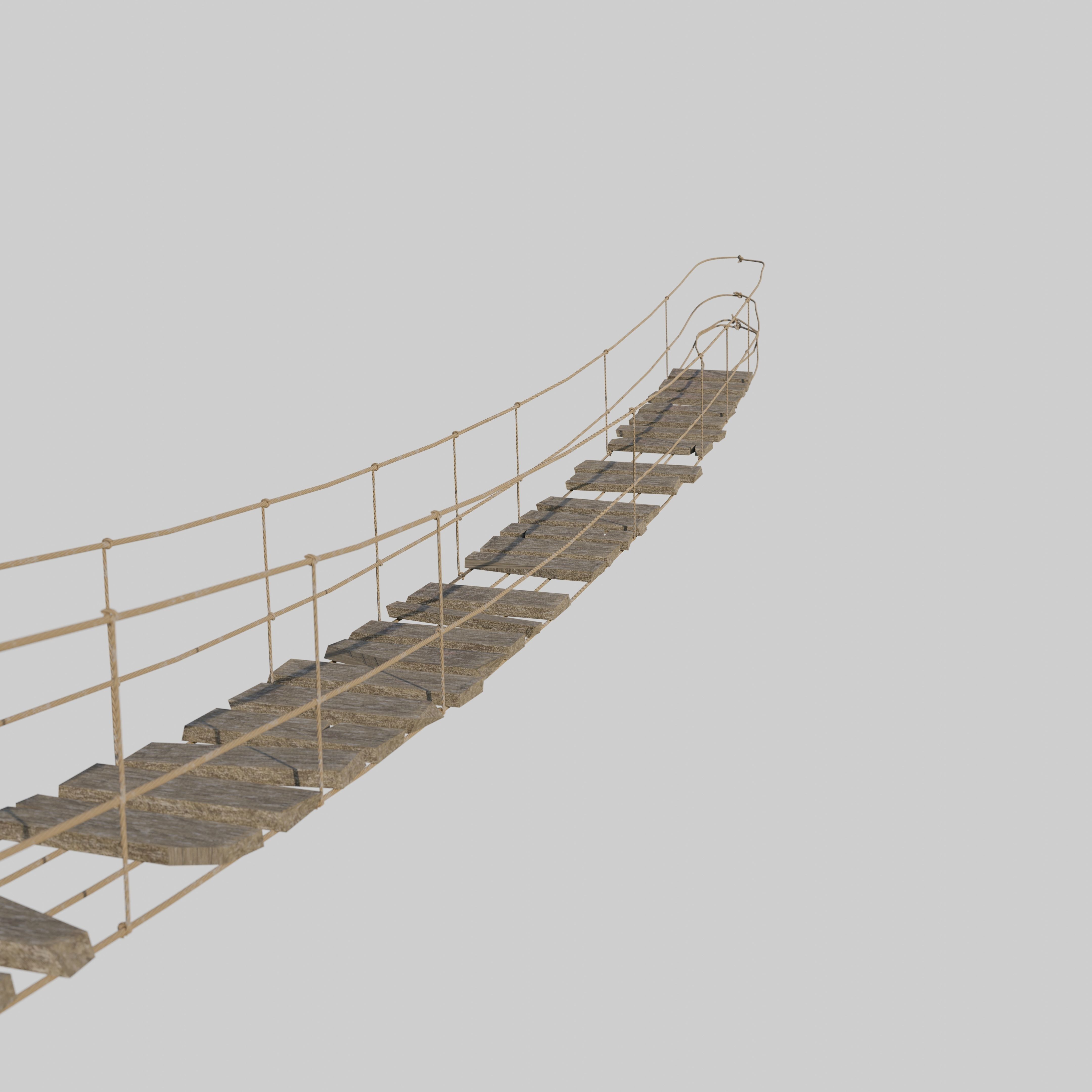 Suspension rope bridge animated Low-poly 3D model_7