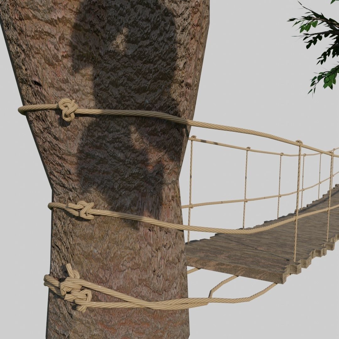 Suspension rope bridge animated Low-poly 3D model_17