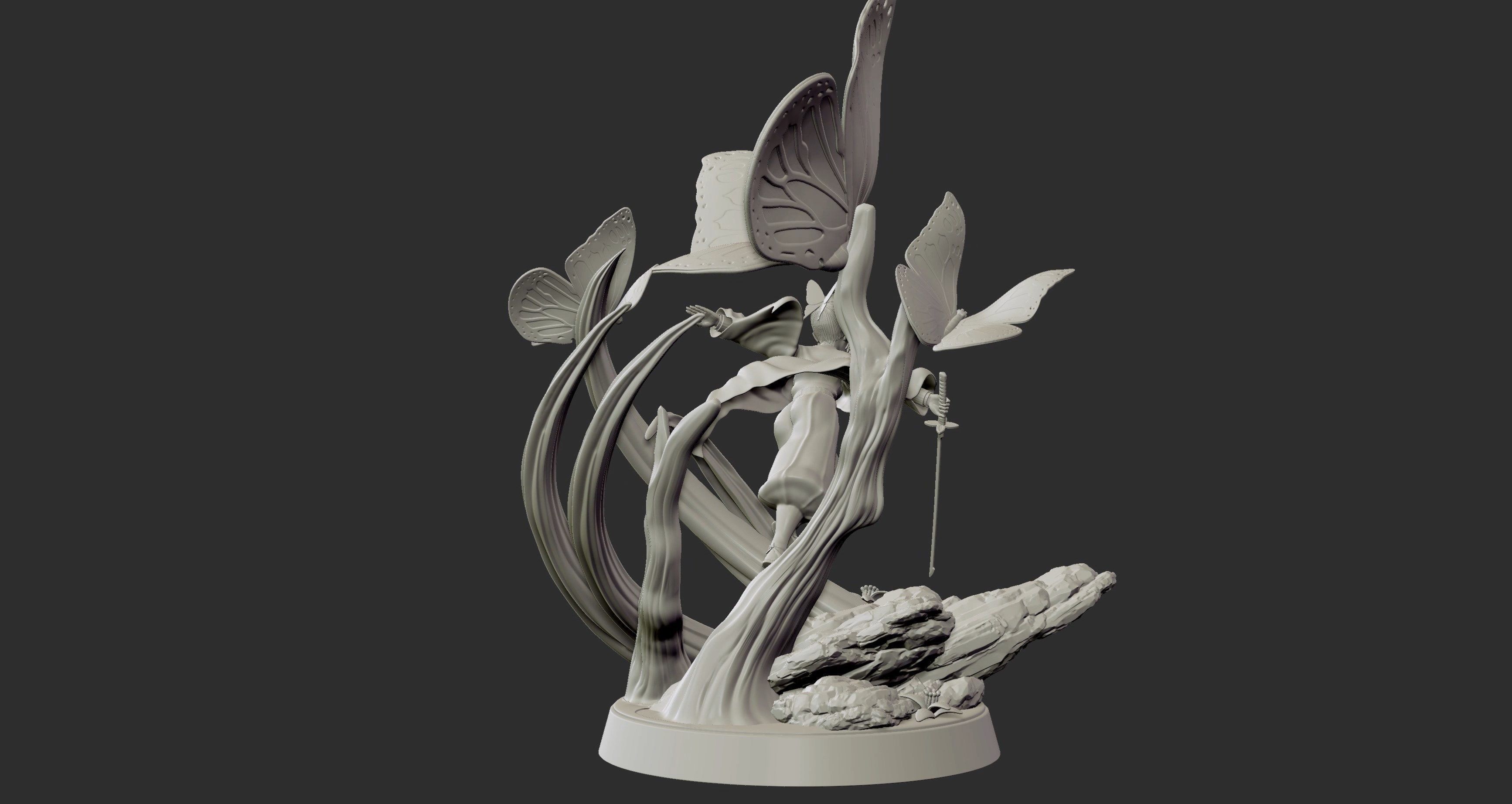 Shinobu Kocho - Demon Slayer 3d print figure statue 3D print model_14