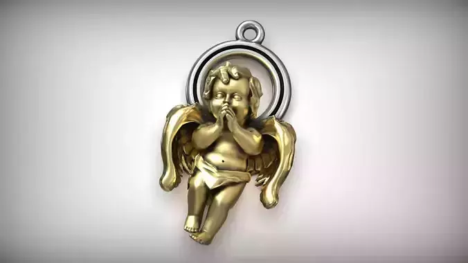 Pray Cupid Gold Nimbus Pendant 3D print model
