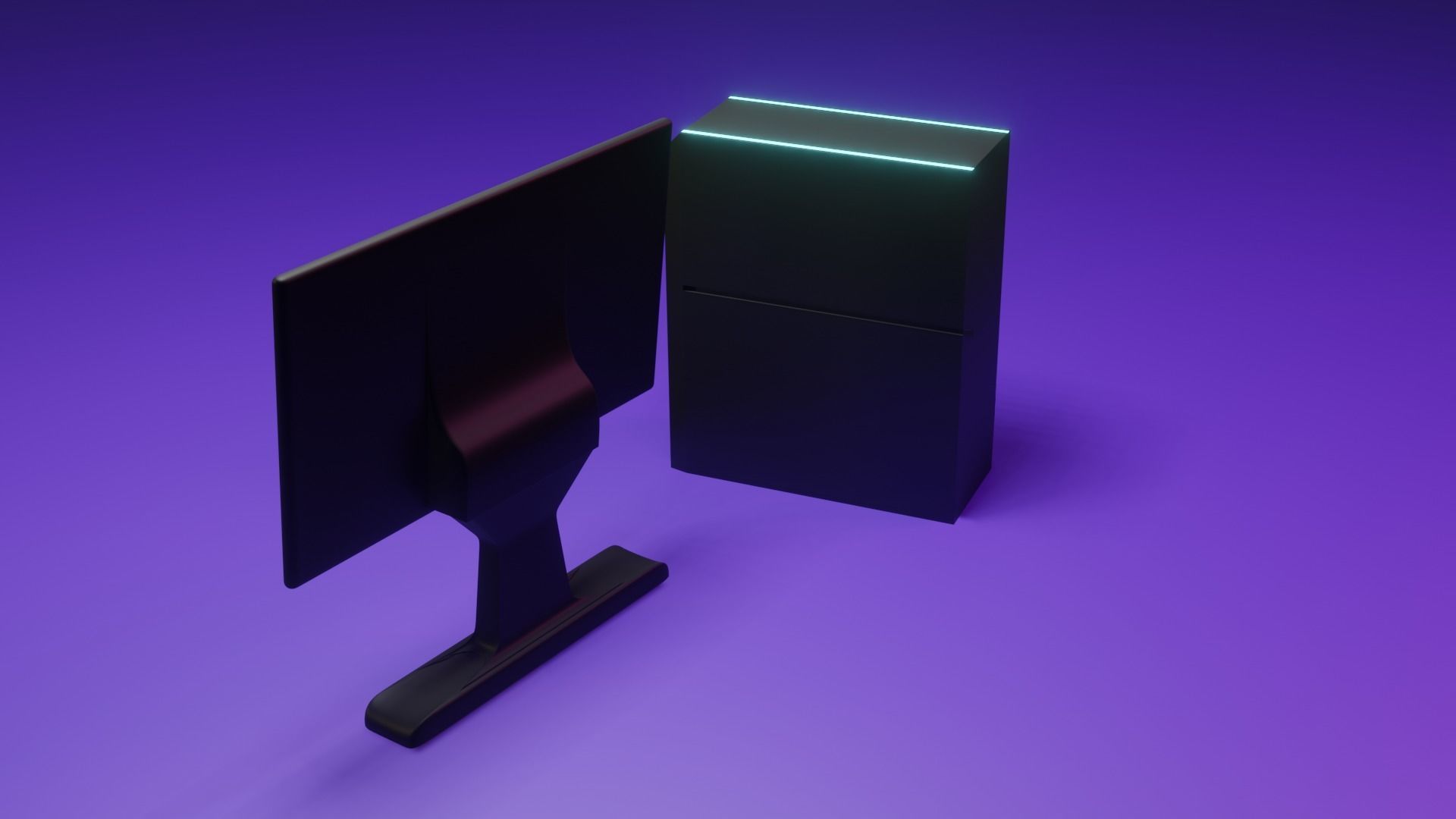 low-poly computer 3d model monitor with car Low-poly 3D model_2
