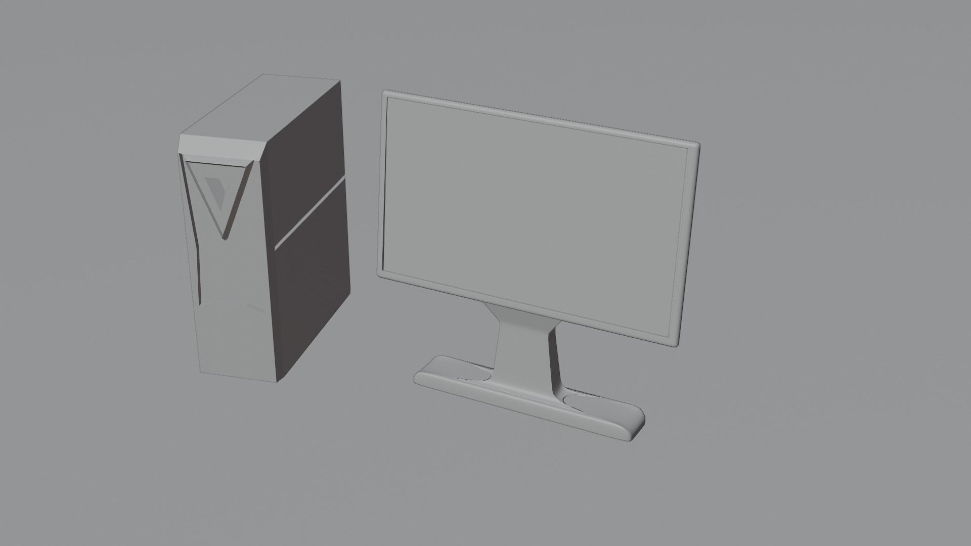 low-poly computer 3d model monitor with car Low-poly 3D model_1