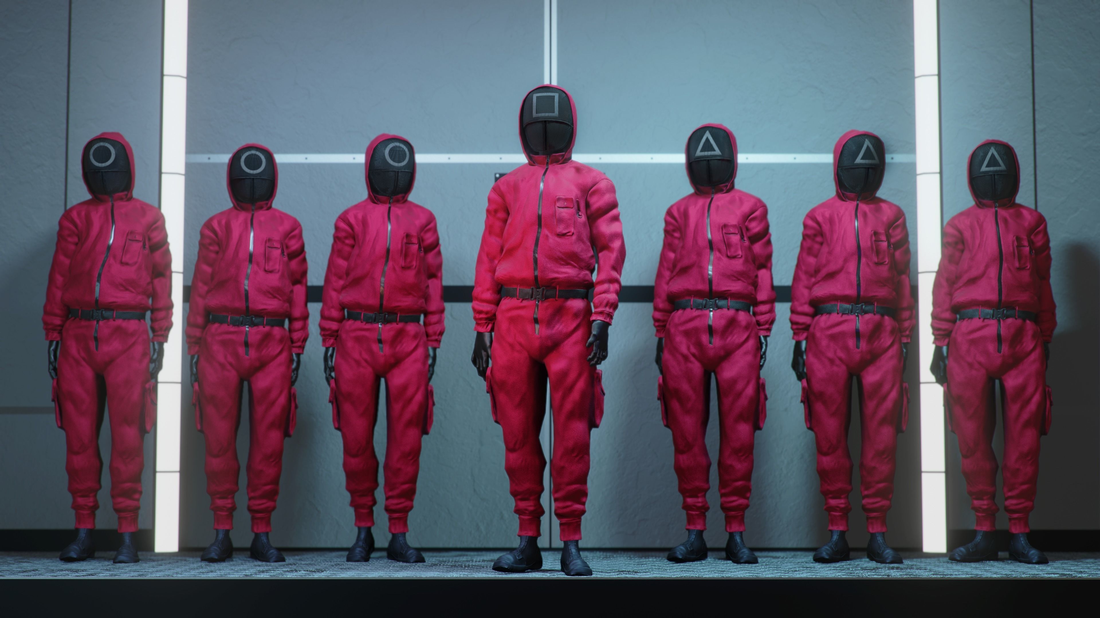 Pink Soldiers Squid Game Low-poly 3D model_0