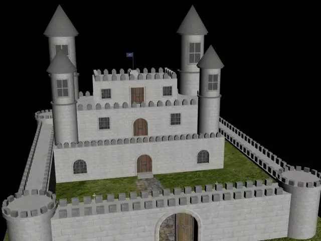 Castle in middle of grass 3D model_0