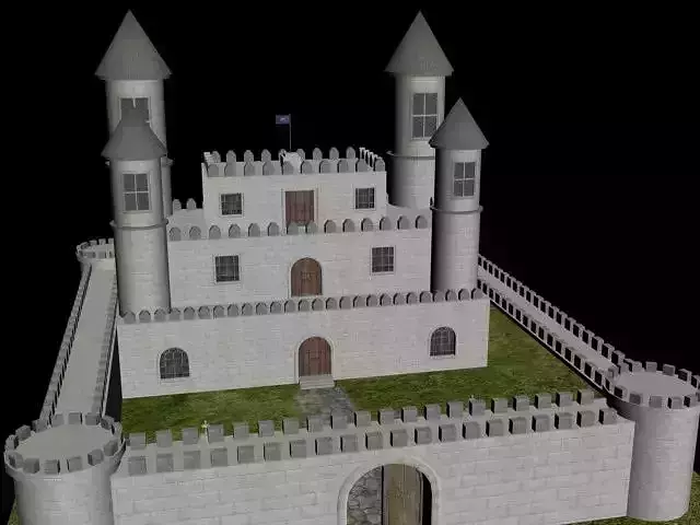 Castle in middle of grass