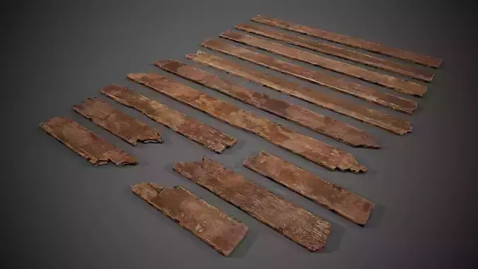 Wooden planks 13 pieces Model Collection Low-poly 3D model