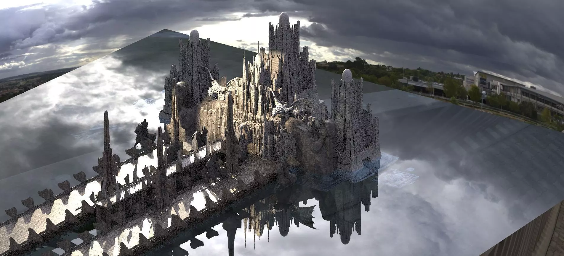 Ancient Babylon Bridge to the gods extended Walkways 3D model_0