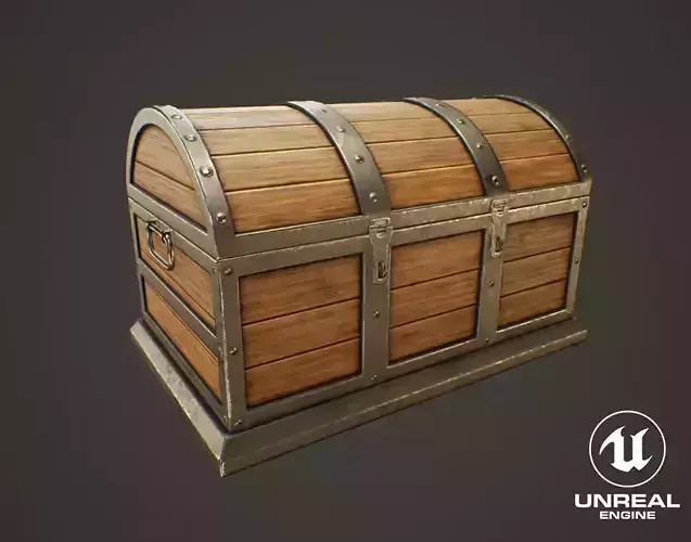 Medieval Treasure Chest - Wooden Chest X Low-poly 3D model