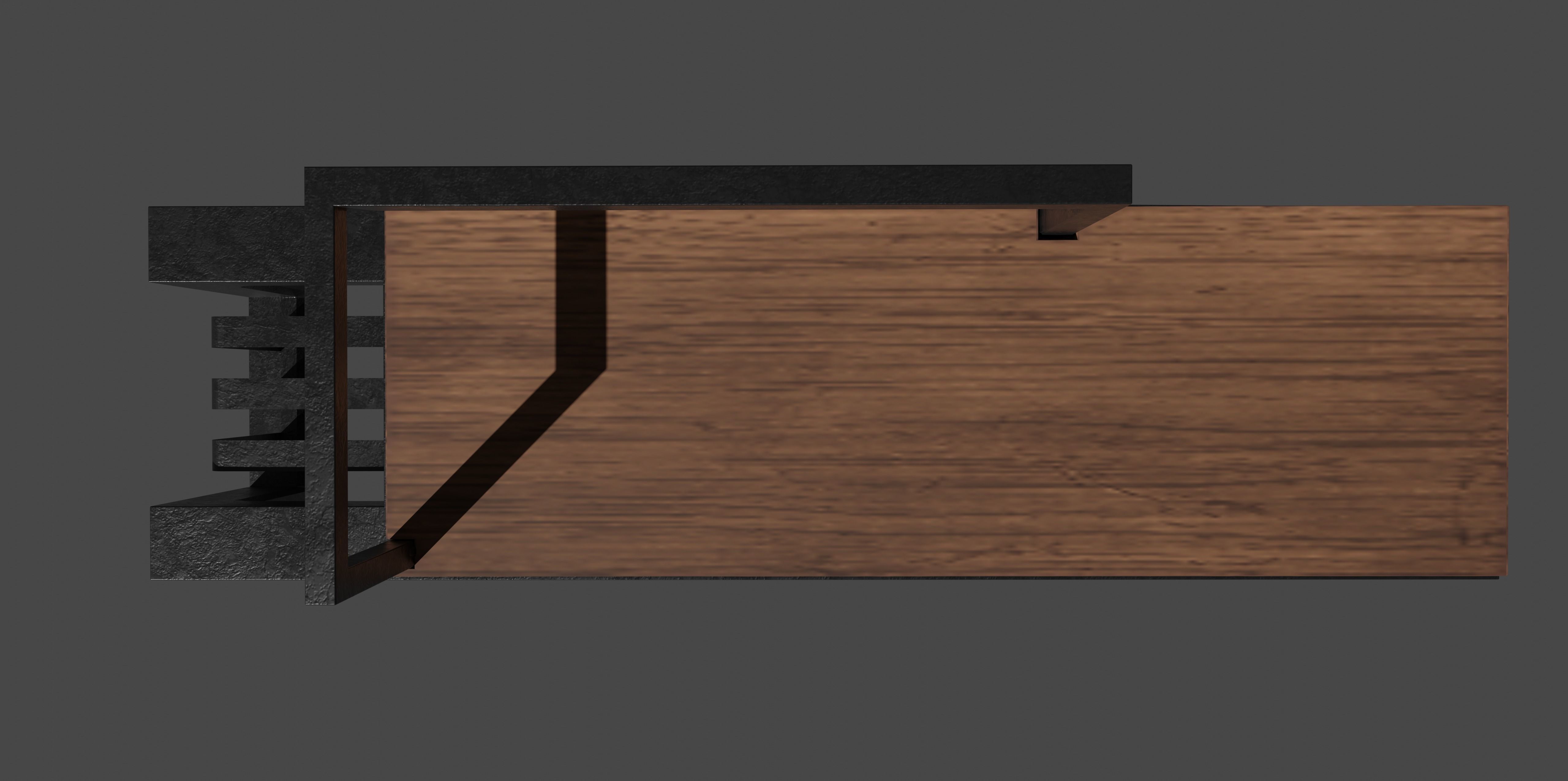 Modern bench  Low-poly 3D model_1