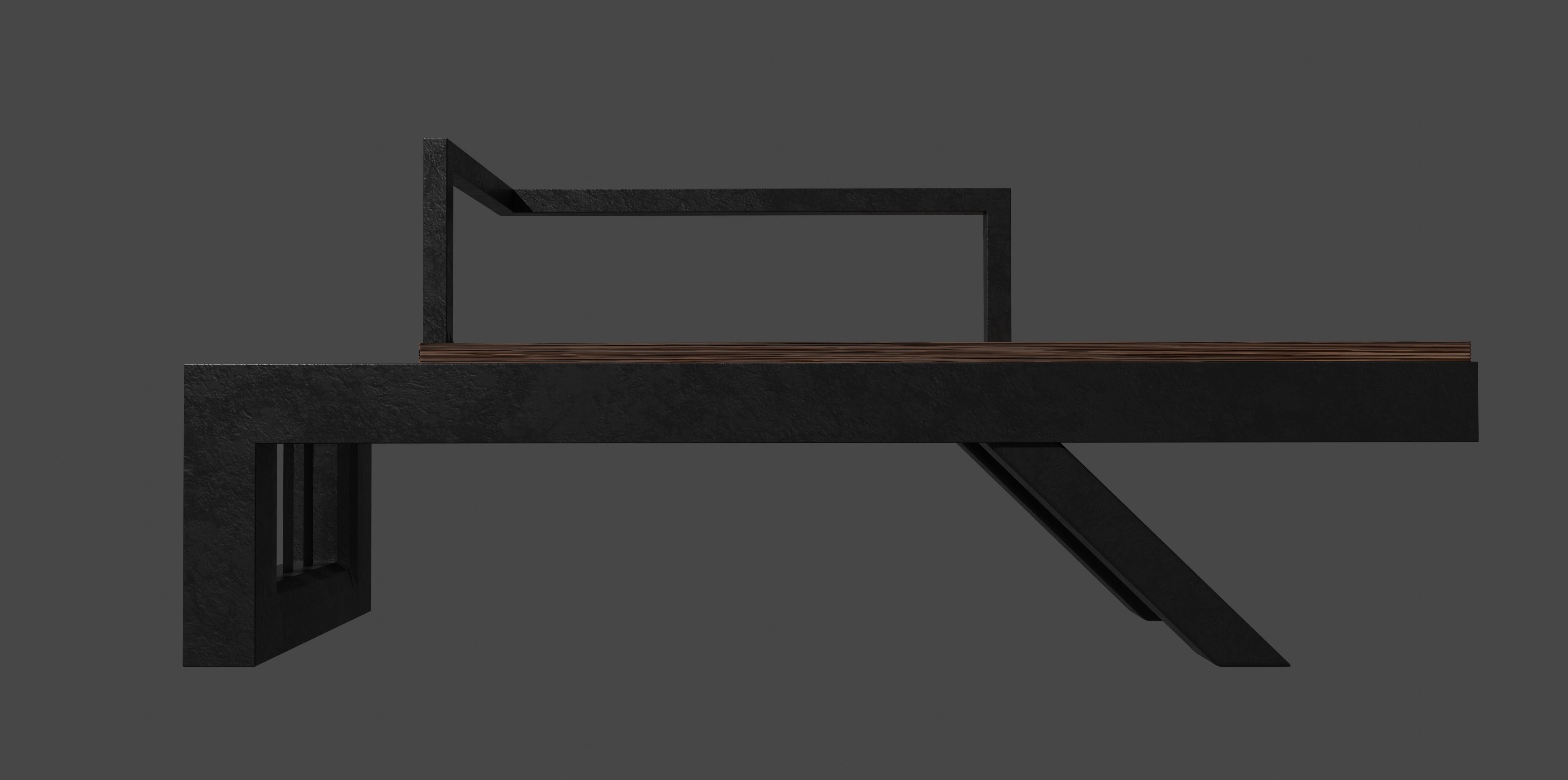 Modern bench  Low-poly 3D model_2