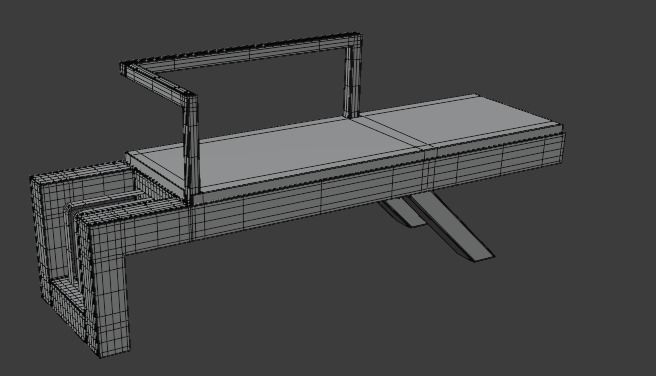 Modern bench  Low-poly 3D model_5