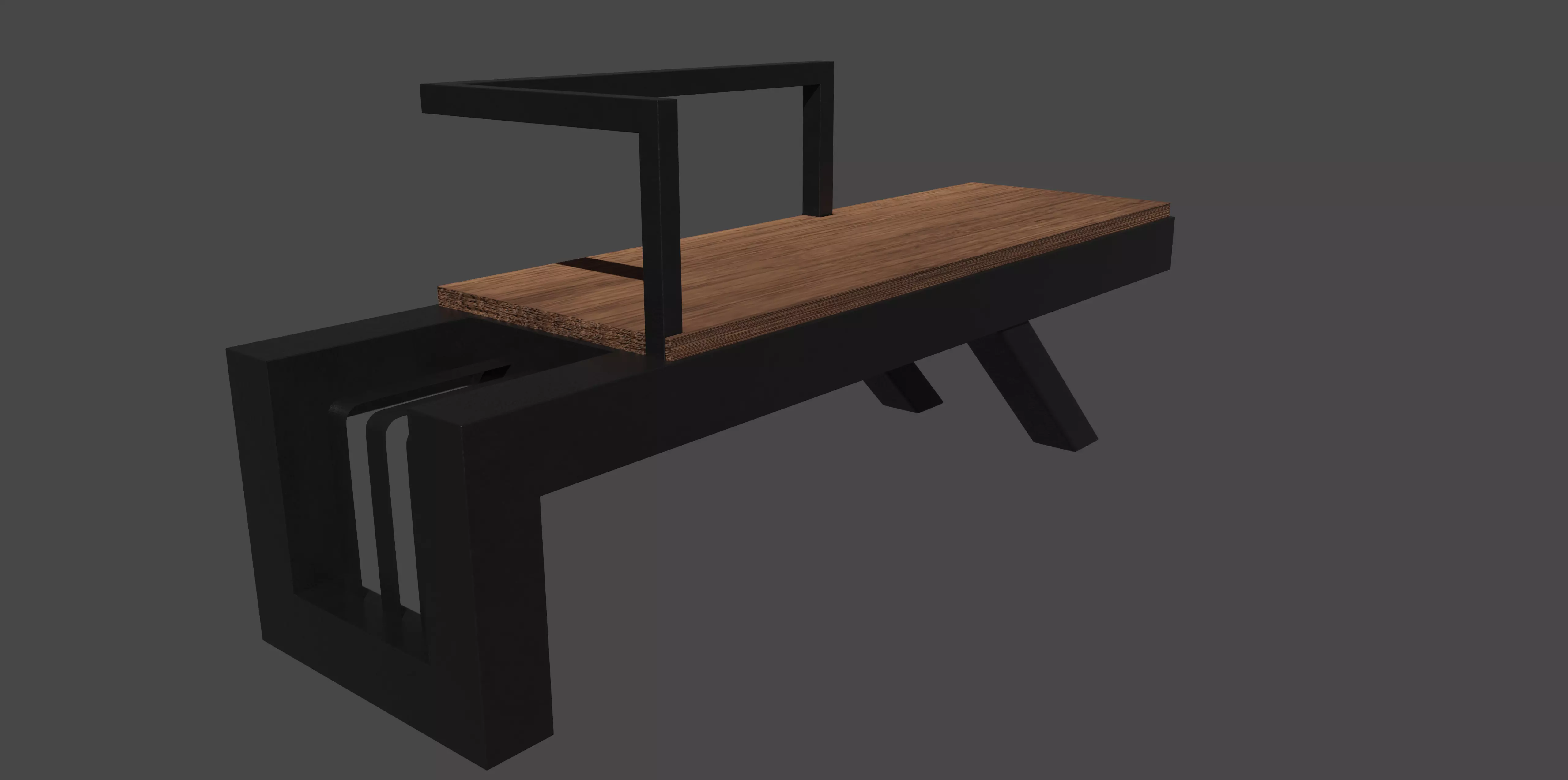 Modern bench  Low-poly 3D model_0