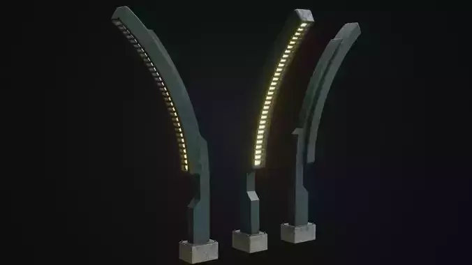Old Retro futuristic street light 25 Low-poly 3D model