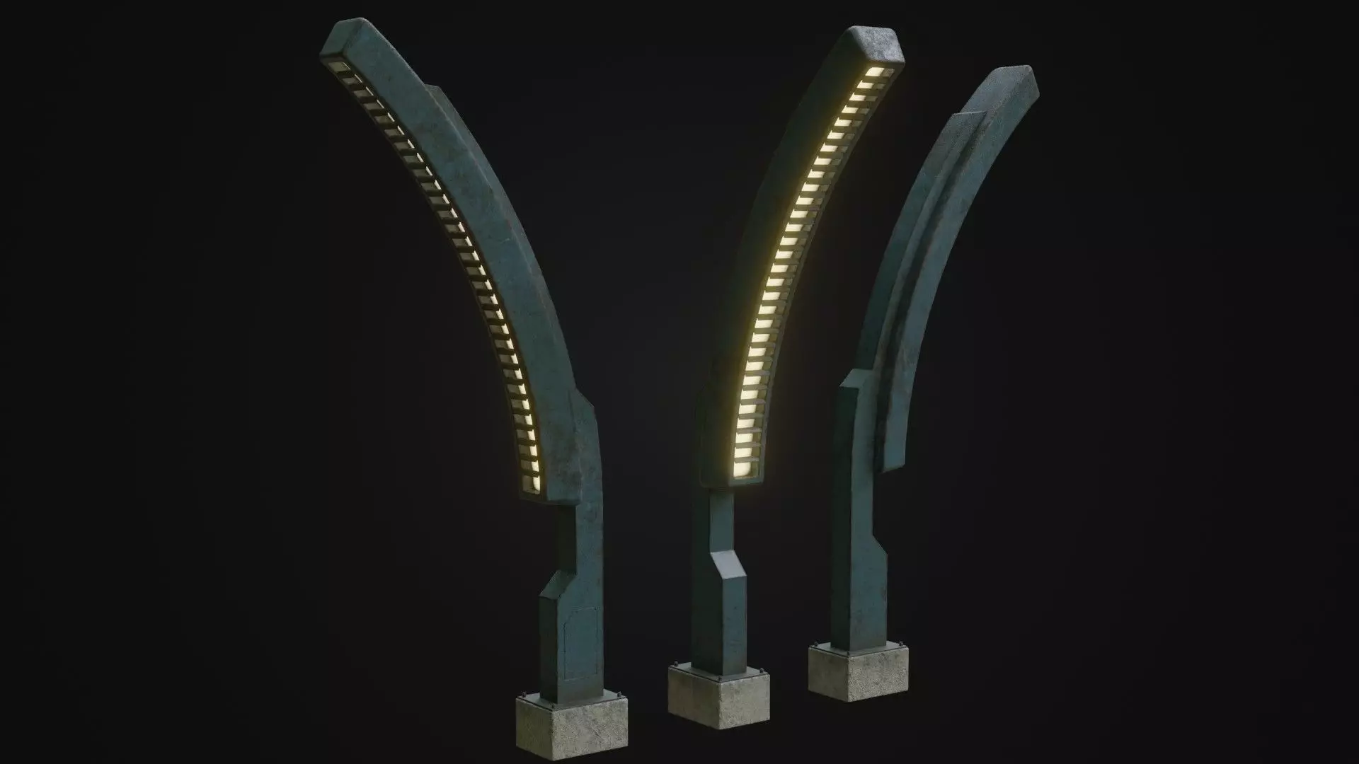 Old Retro futuristic street light 25 Low-poly 3D model_0