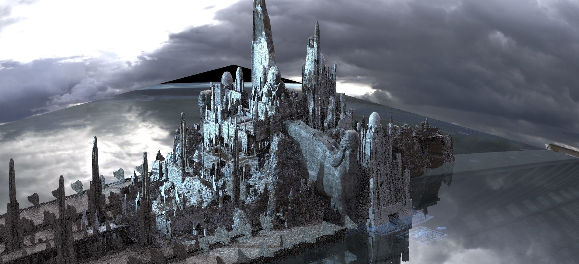 Cold Winter Retreat mansion City  3D model_1