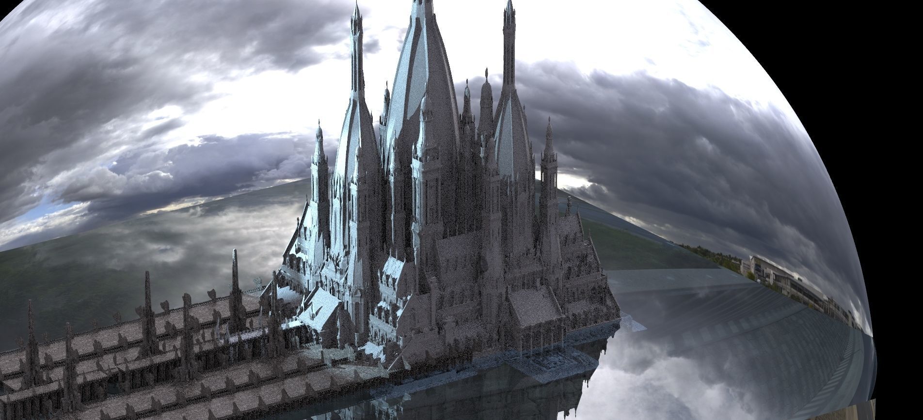 Huge Winter mansion Kit bash 3D model_1