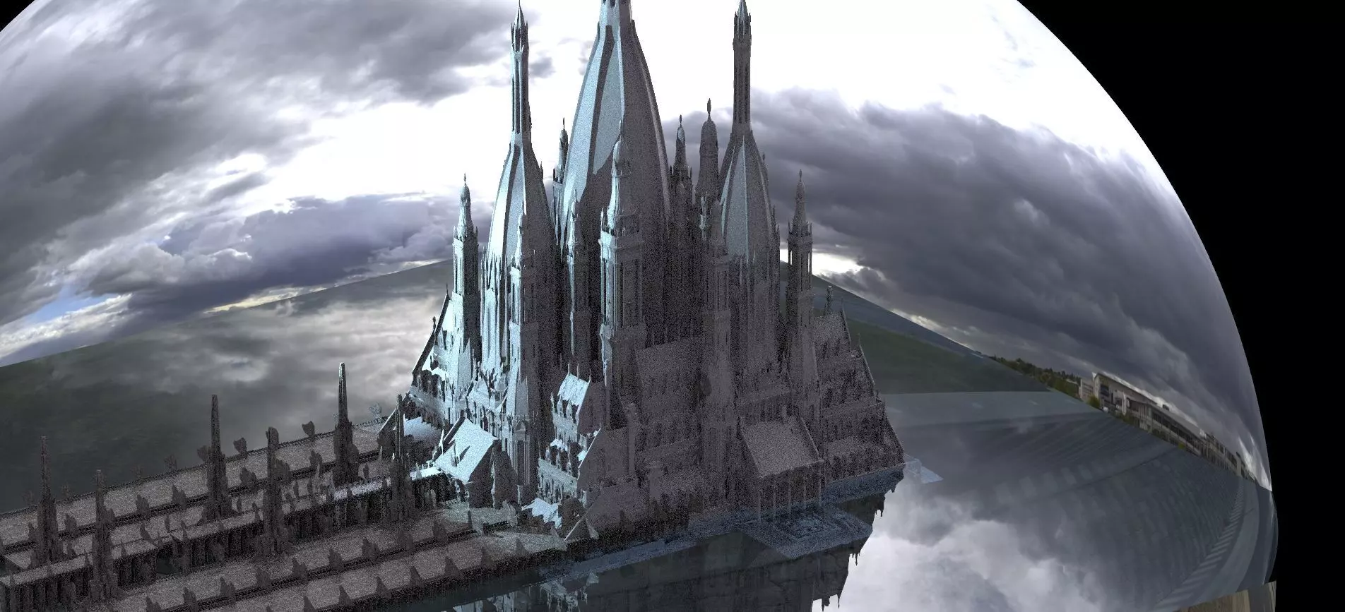 Huge Winter mansion Kit bash 3D model_0