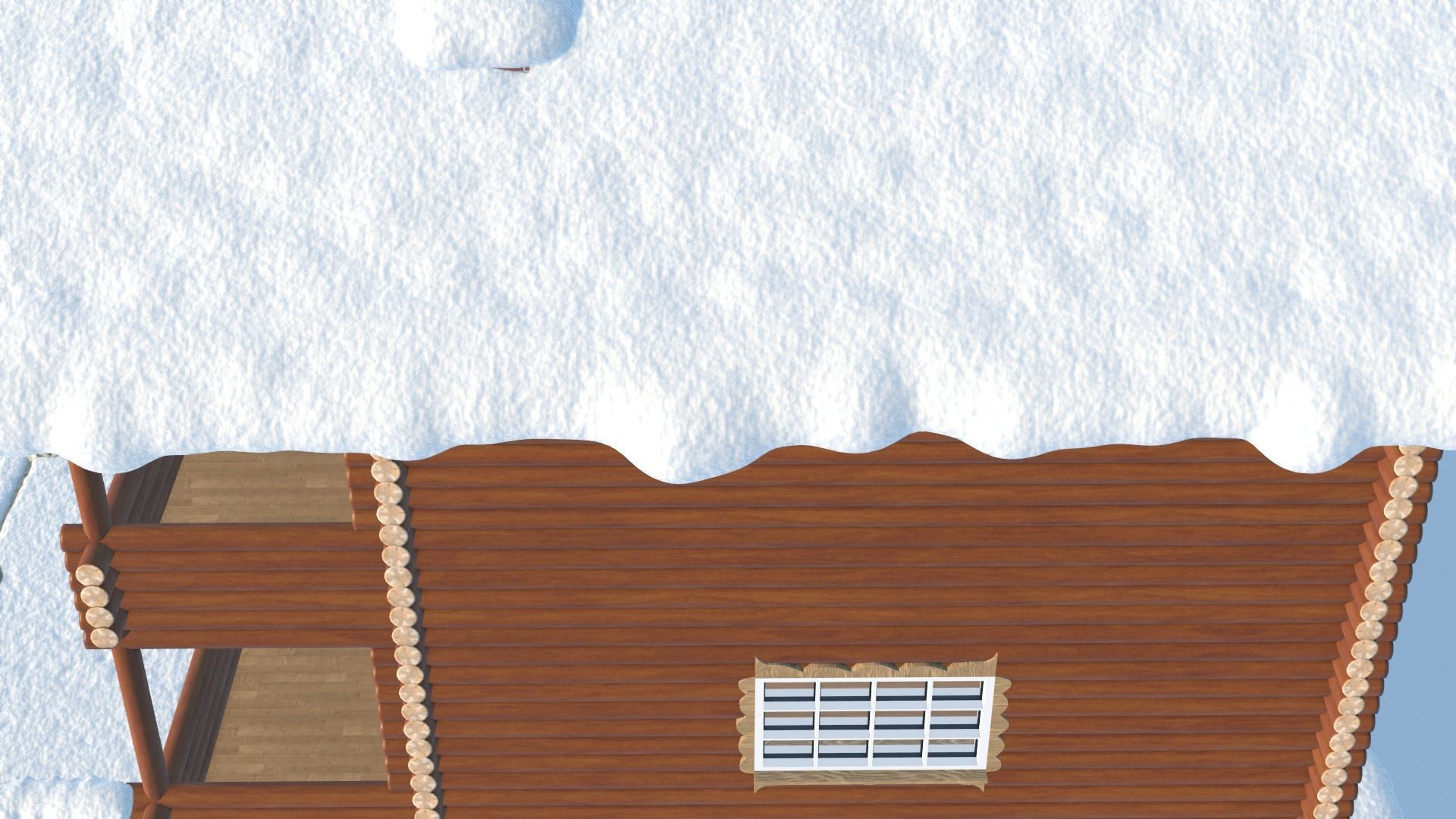 Snowy Log House 3D model_20