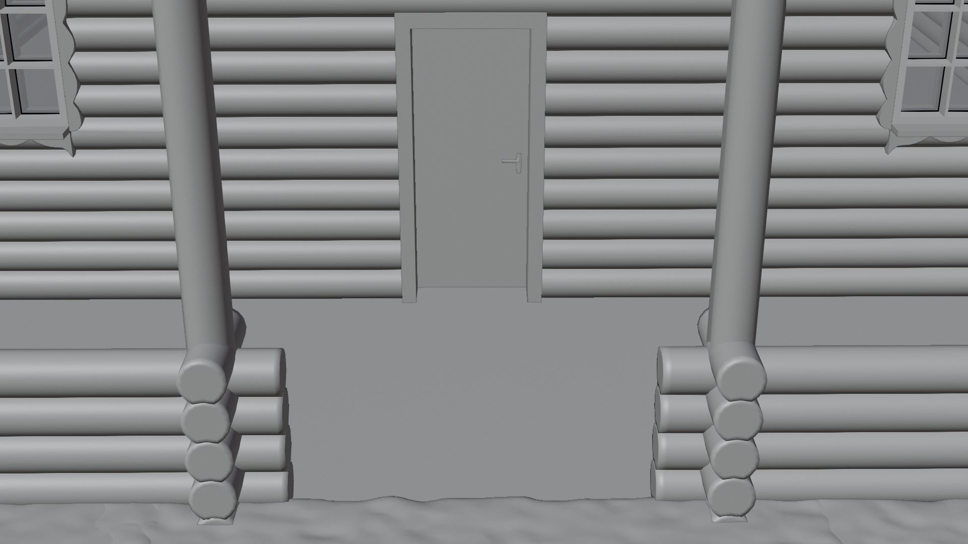 Snowy Log House 3D model_13