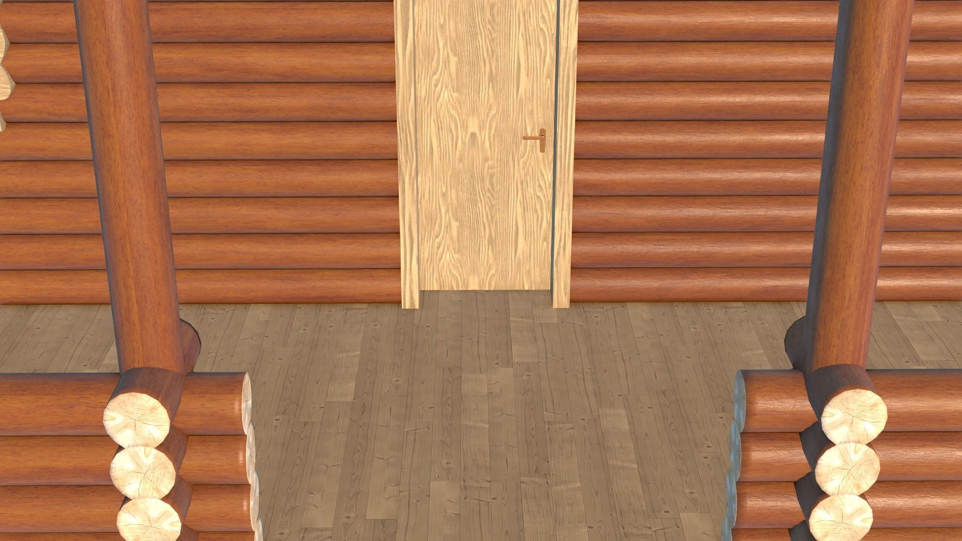 Snowy Log House 3D model_14