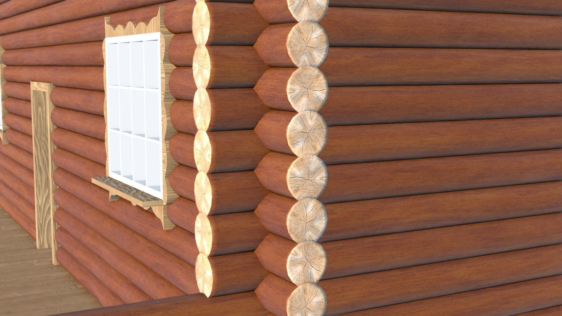 Snowy Log House 3D model_18