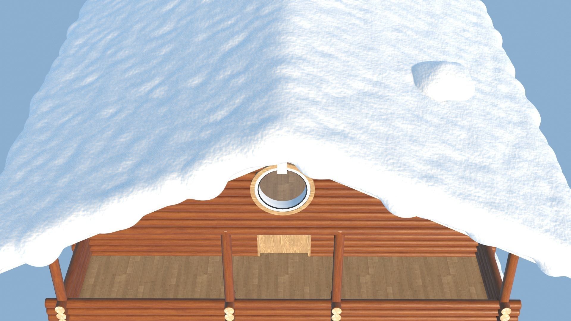 Snowy Log House 3D model_22
