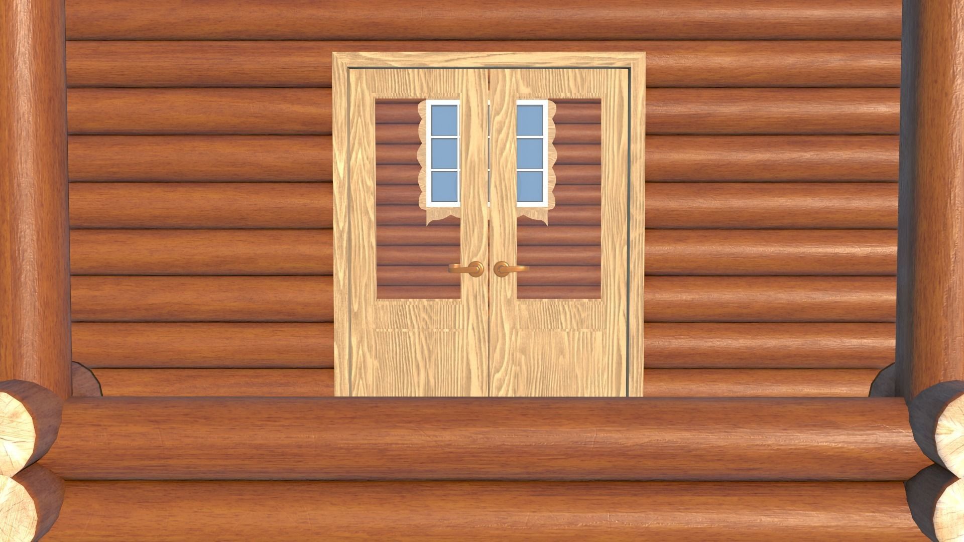 Snowy Log House 3D model_24