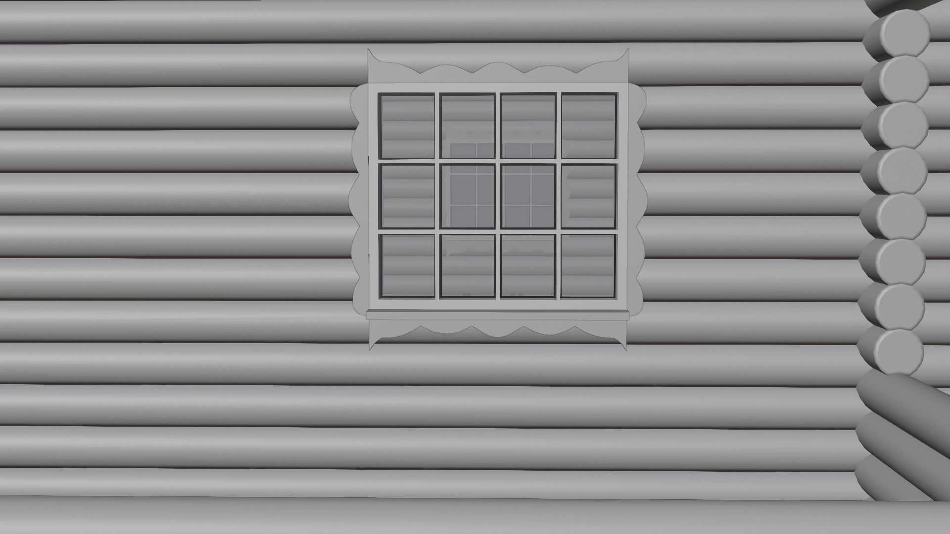 Snowy Log House 3D model_15