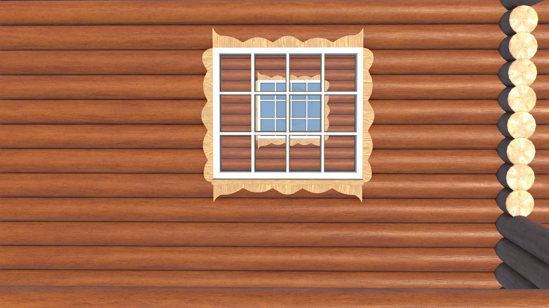 Snowy Log House 3D model_16