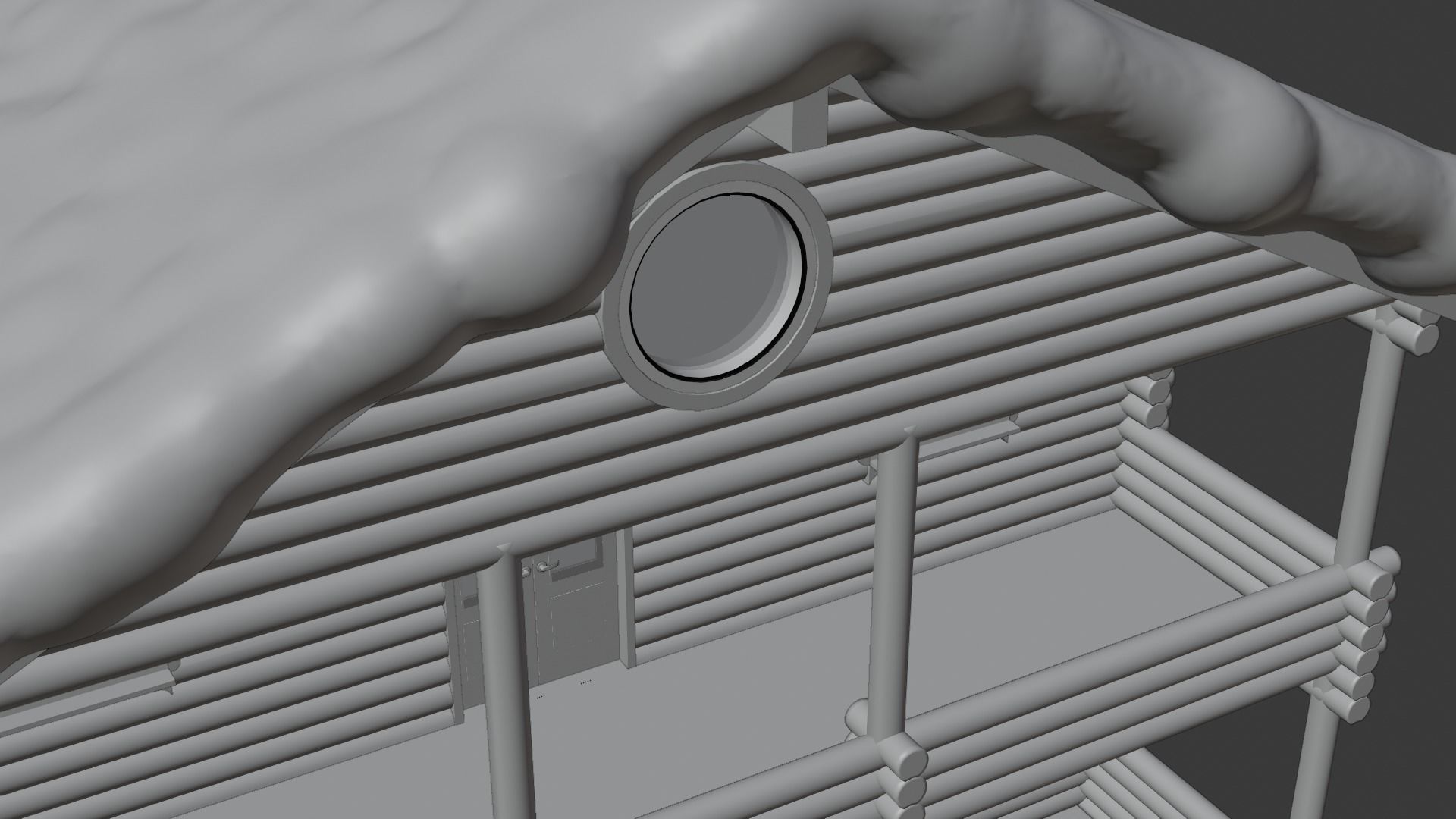 Snowy Log House 3D model_25