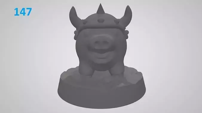 PIG-P147 statue of pig with horns