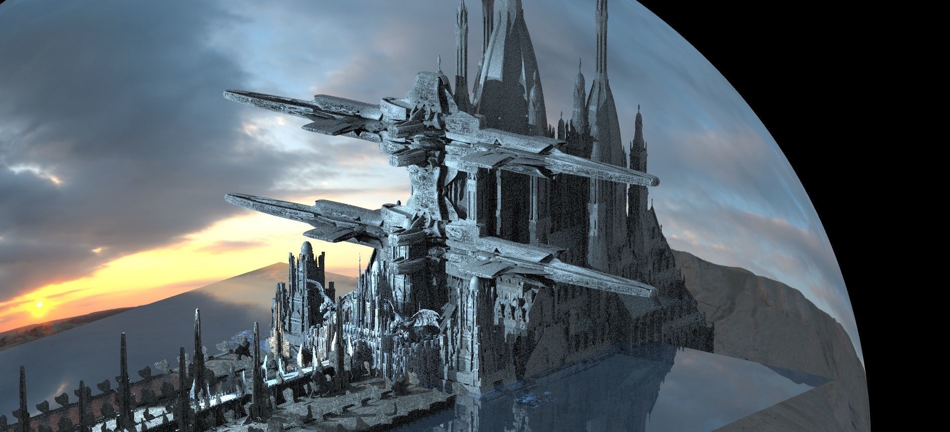 Advanced City planet base 3D model_1