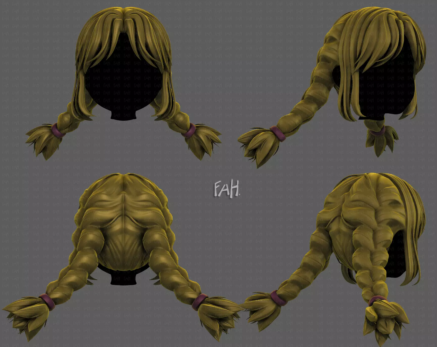 3D Hair style for girl V95 Low-poly 3D model