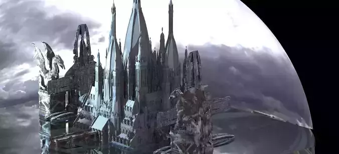 Christmas mansion with Dragon statue walkways