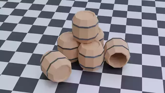 Low Poly Barrel Low-poly 3D model