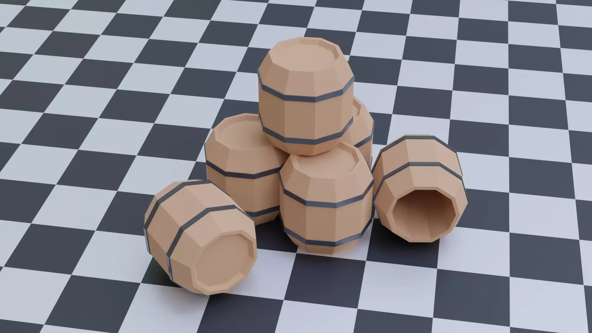 Low Poly Barrel Low-poly 3D model_0