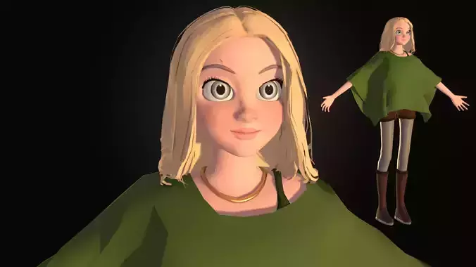 blond girl green shirt