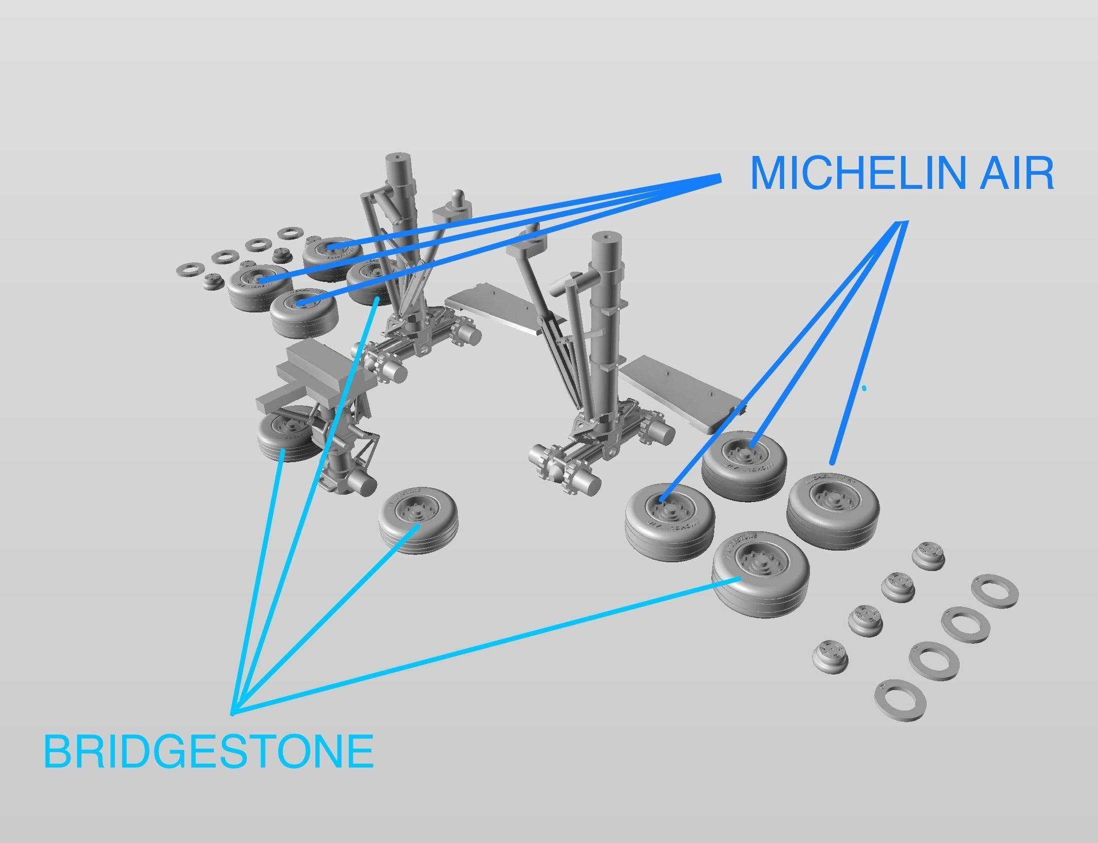 A300B2B4 Landing Gear Set 3D print model_6