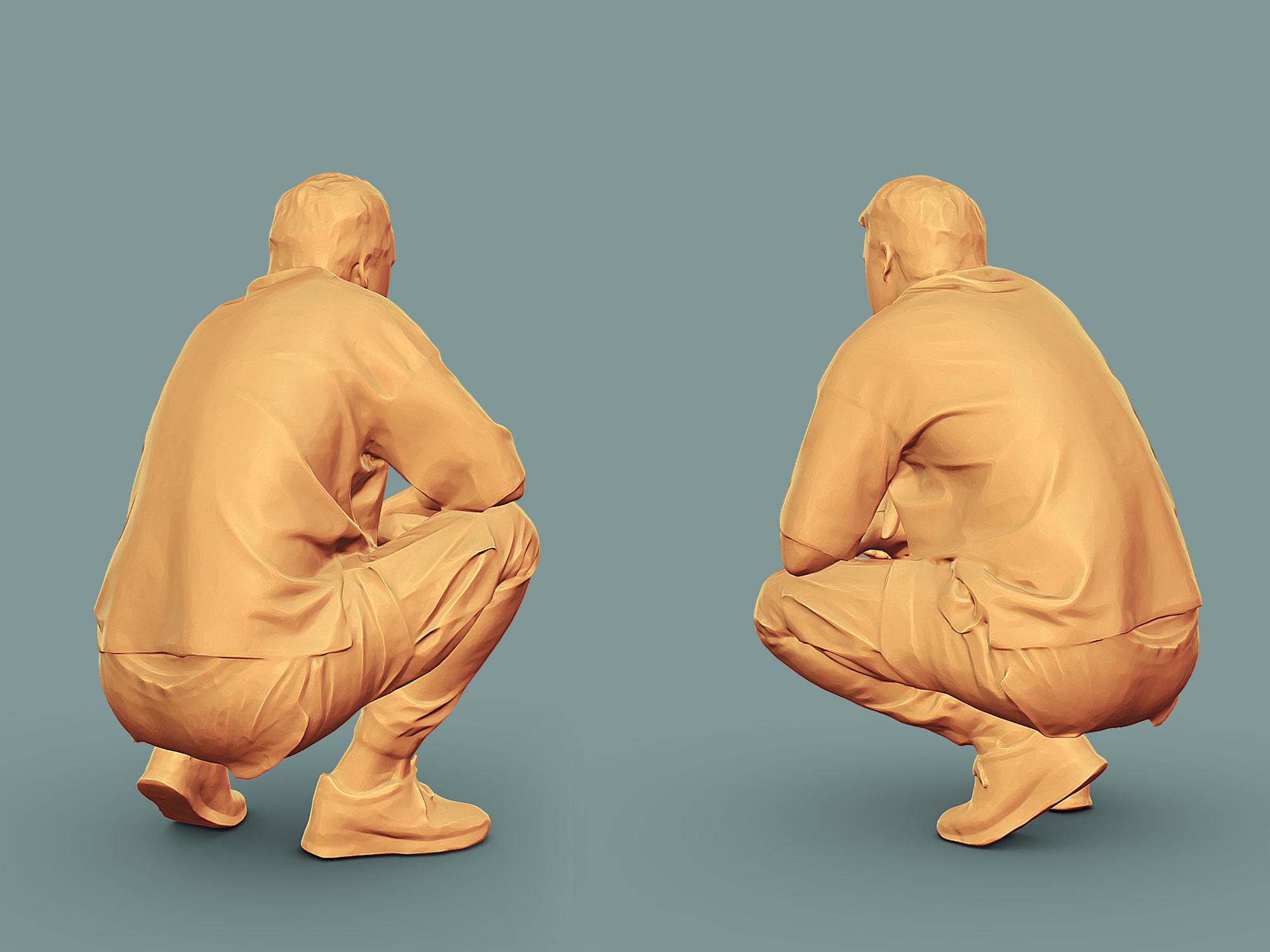 Guy in Purple T-shirt Squatting 3D model_5