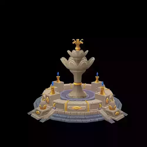 Hand-painted low poly model of park water pool Low-poly 3D model
