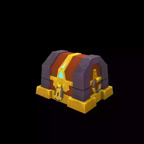 Cartoon treasure chest hand-painted low poly game
