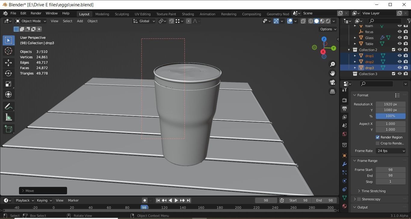 Realistic Beer in glass on wooden table Free 3D model_6