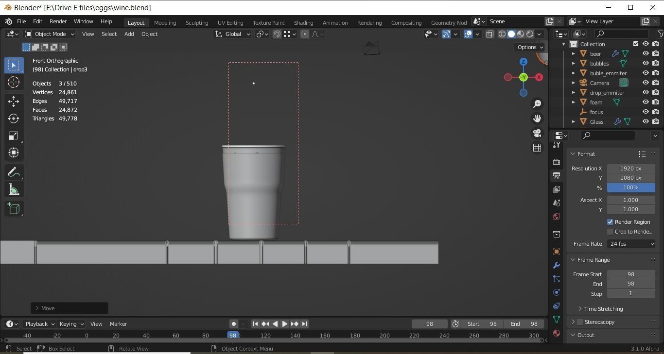 Realistic Beer in glass on wooden table Free 3D model_5