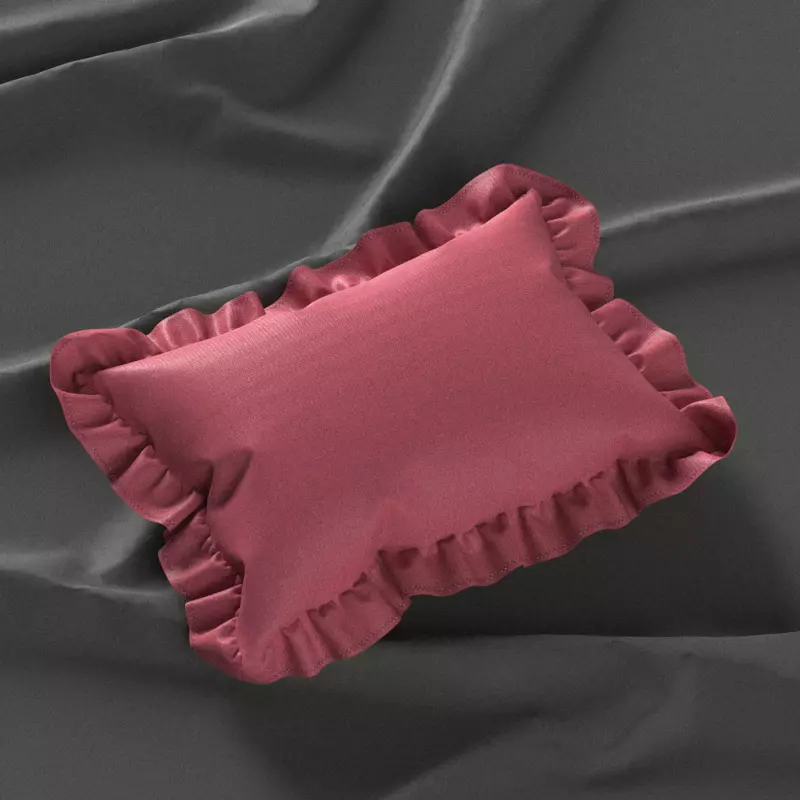  Ruffled Pillow Rectangle shape 3D model_0