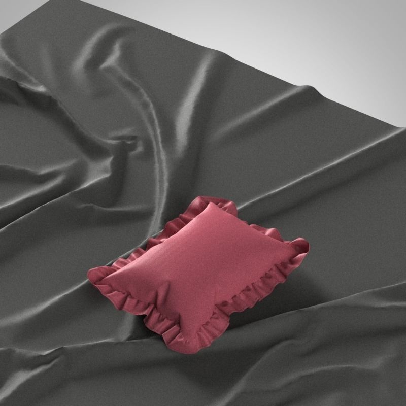  Ruffled Pillow Rectangle shape 3D model_6