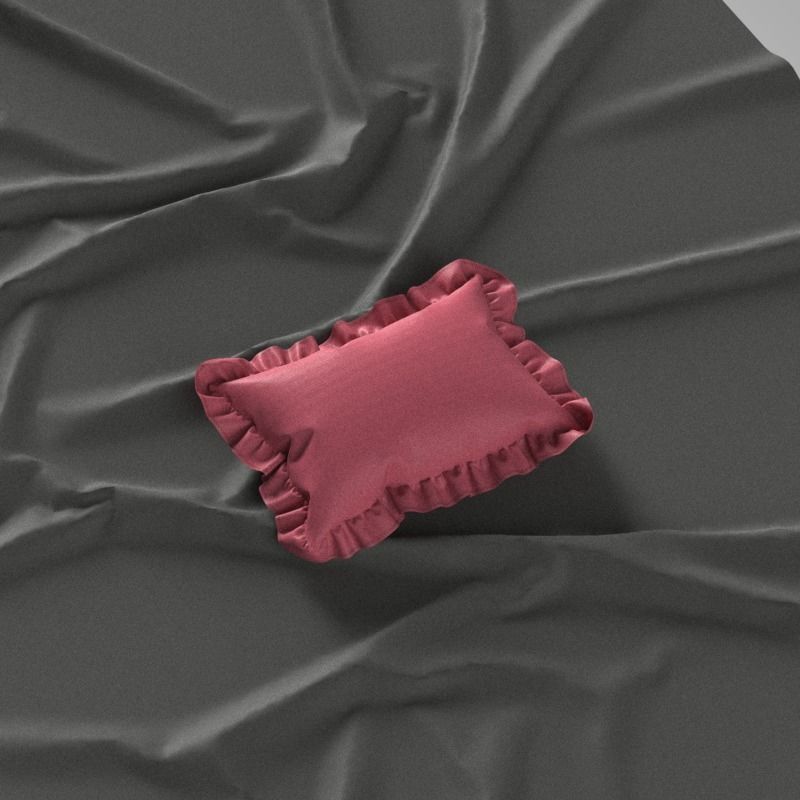  Ruffled Pillow Rectangle shape 3D model_2