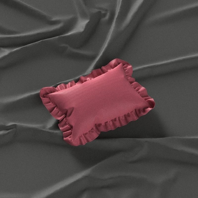  Ruffled Pillow Rectangle shape 3D model_1