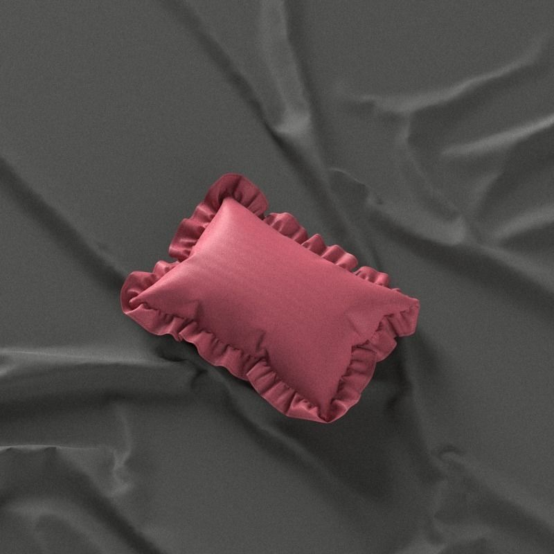  Ruffled Pillow Rectangle shape 3D model_5