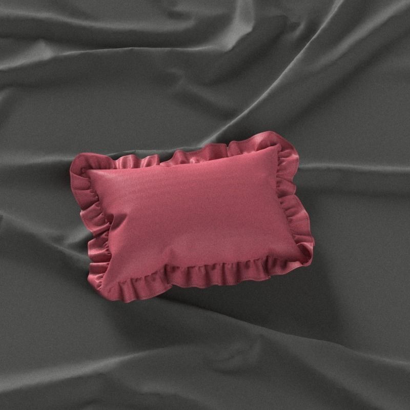 Ruffled Pillow Rectangle shape 3D model_3
