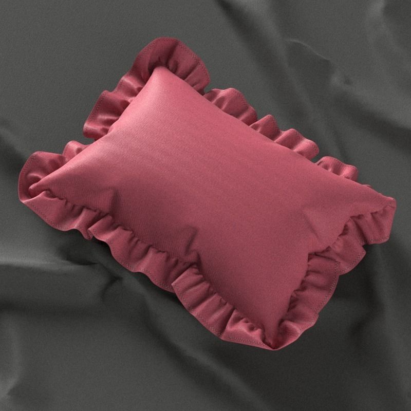  Ruffled Pillow Rectangle shape 3D model_4